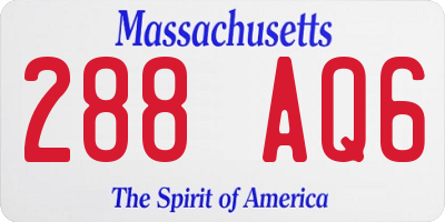 MA license plate 288AQ6