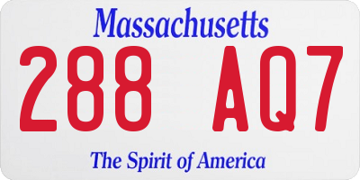 MA license plate 288AQ7