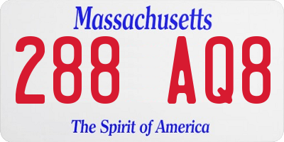 MA license plate 288AQ8