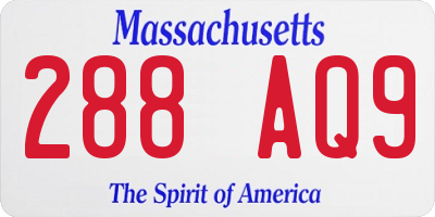 MA license plate 288AQ9