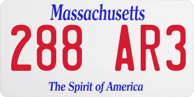 MA license plate 288AR3