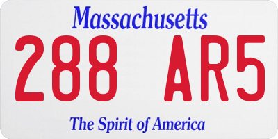 MA license plate 288AR5