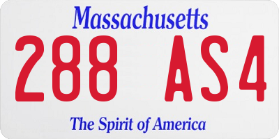 MA license plate 288AS4