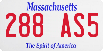 MA license plate 288AS5