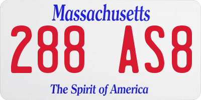 MA license plate 288AS8