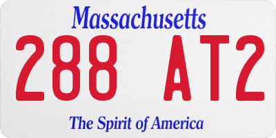 MA license plate 288AT2