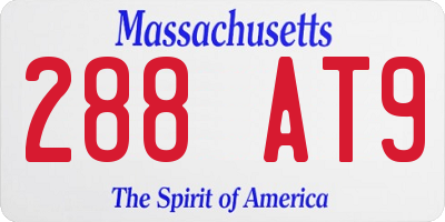 MA license plate 288AT9