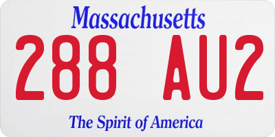 MA license plate 288AU2