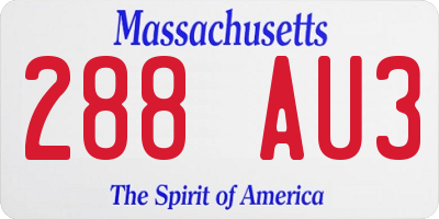 MA license plate 288AU3