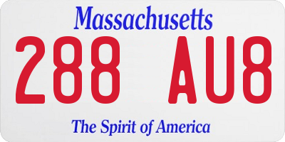 MA license plate 288AU8