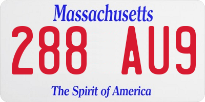 MA license plate 288AU9