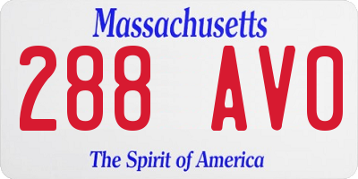 MA license plate 288AV0