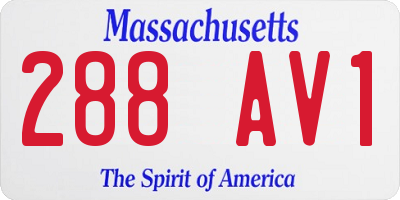 MA license plate 288AV1