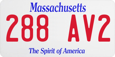 MA license plate 288AV2