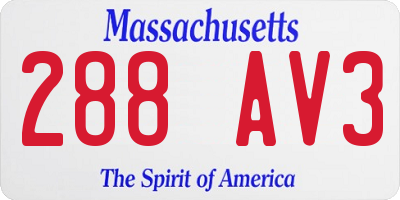 MA license plate 288AV3
