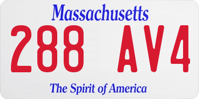 MA license plate 288AV4