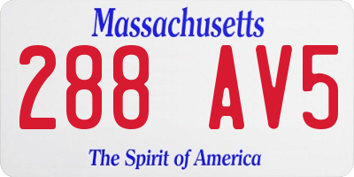 MA license plate 288AV5