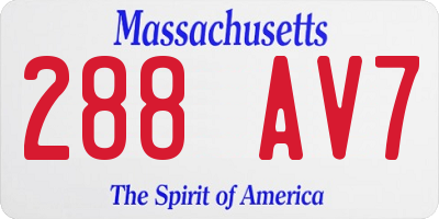 MA license plate 288AV7