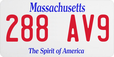 MA license plate 288AV9