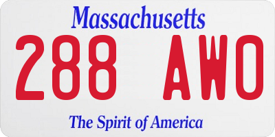 MA license plate 288AW0