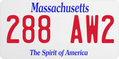 MA license plate 288AW2