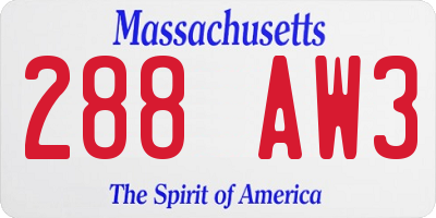 MA license plate 288AW3