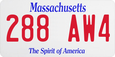 MA license plate 288AW4