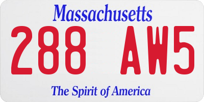 MA license plate 288AW5