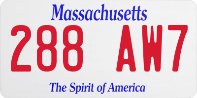 MA license plate 288AW7