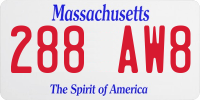 MA license plate 288AW8