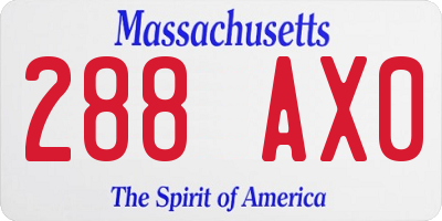 MA license plate 288AX0