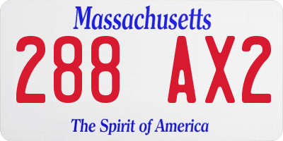 MA license plate 288AX2