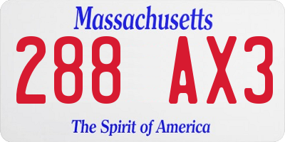 MA license plate 288AX3