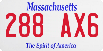 MA license plate 288AX6
