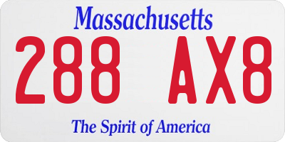 MA license plate 288AX8