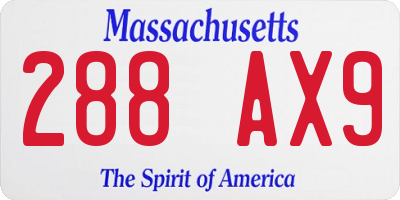 MA license plate 288AX9