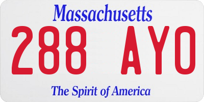 MA license plate 288AY0