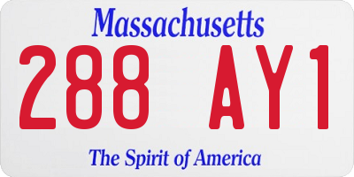 MA license plate 288AY1