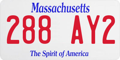 MA license plate 288AY2