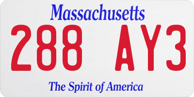 MA license plate 288AY3