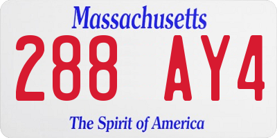 MA license plate 288AY4