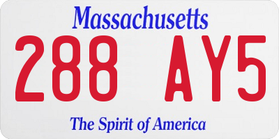 MA license plate 288AY5