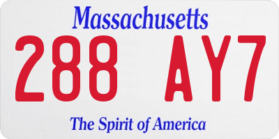 MA license plate 288AY7