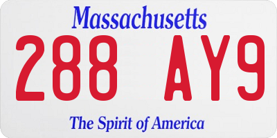 MA license plate 288AY9