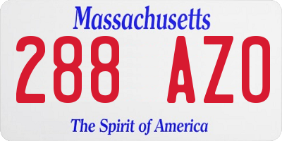 MA license plate 288AZ0