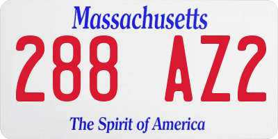 MA license plate 288AZ2