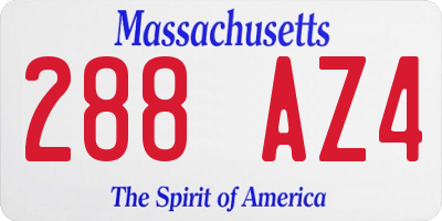 MA license plate 288AZ4