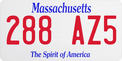 MA license plate 288AZ5