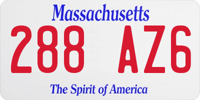 MA license plate 288AZ6