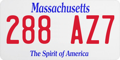 MA license plate 288AZ7